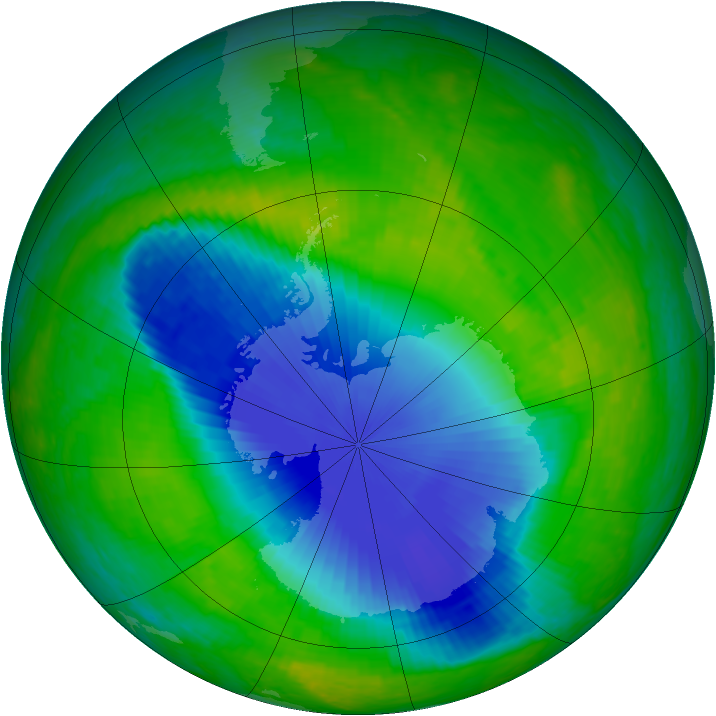Antarctic ozone map for 29 November 2001